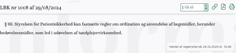 Screenshot af § 66. fra retsinformation.dk