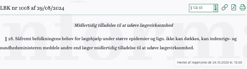 Screenshot af § 28. fra retsinformation.dk