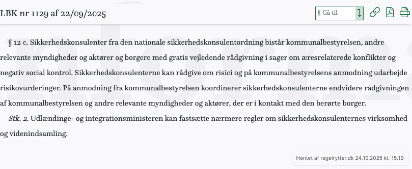 Screenshot af § 12 c. fra retsinformation.dk