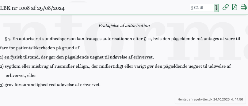Screenshot af § 7. fra retsinformation.dk