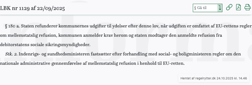 Screenshot af § 180 a. fra retsinformation.dk