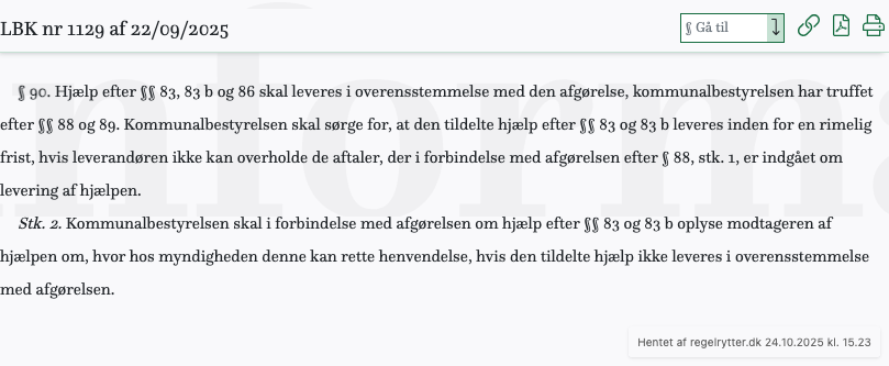 Screenshot af § 90. fra retsinformation.dk