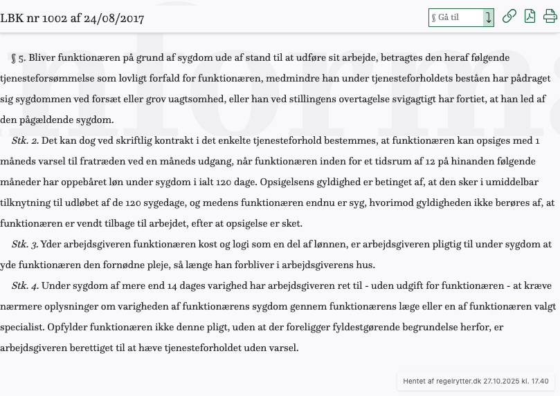 Screenshot af § 5. fra retsinformation.dk