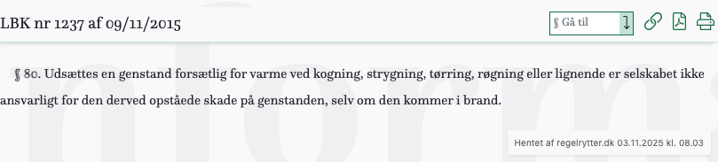 Screenshot af § 80. fra retsinformation.dk