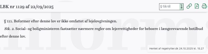 Screenshot af § 111. fra retsinformation.dk
