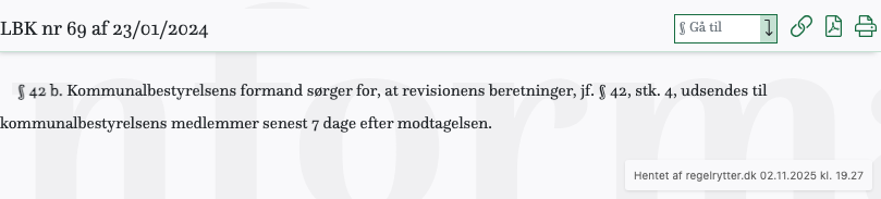 Screenshot af § 42 b. fra retsinformation.dk