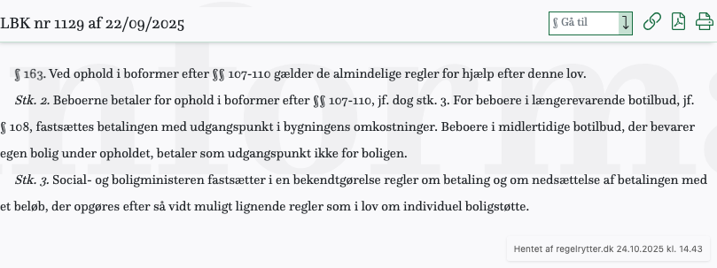 Screenshot af § 163. fra retsinformation.dk