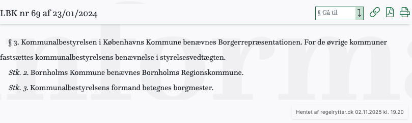 Screenshot af § 3. fra retsinformation.dk