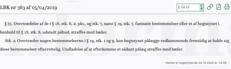 Screenshot af § 51. fra retsinformation.dk