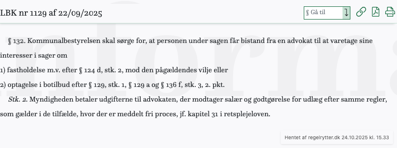 Screenshot af § 132. fra retsinformation.dk