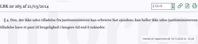 Screenshot af § 4. fra retsinformation.dk