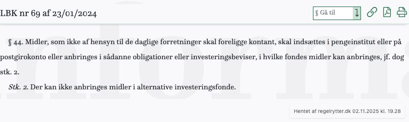 Screenshot af § 44. fra retsinformation.dk