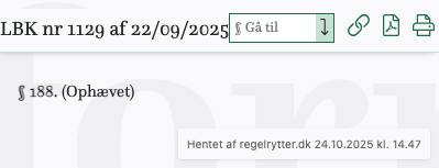 Screenshot af § 188. fra retsinformation.dk