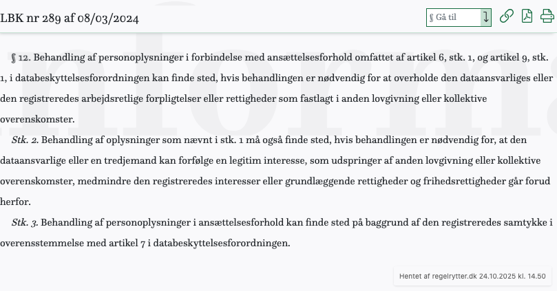 Screenshot af § 12. fra retsinformation.dk