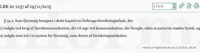 Screenshot af § 34 a. fra retsinformation.dk