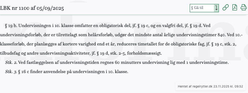 Screenshot af § 19 b. fra retsinformation.dk
