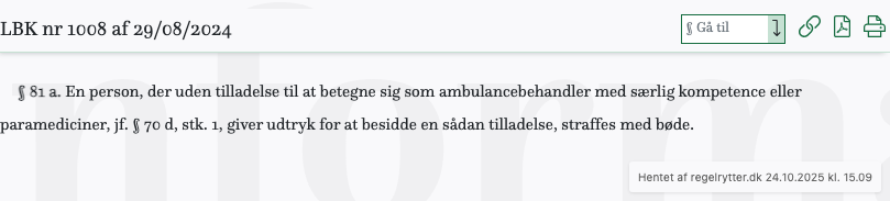 Screenshot af § 81 a. fra retsinformation.dk