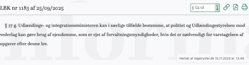 Screenshot af § 37 g. fra retsinformation.dk