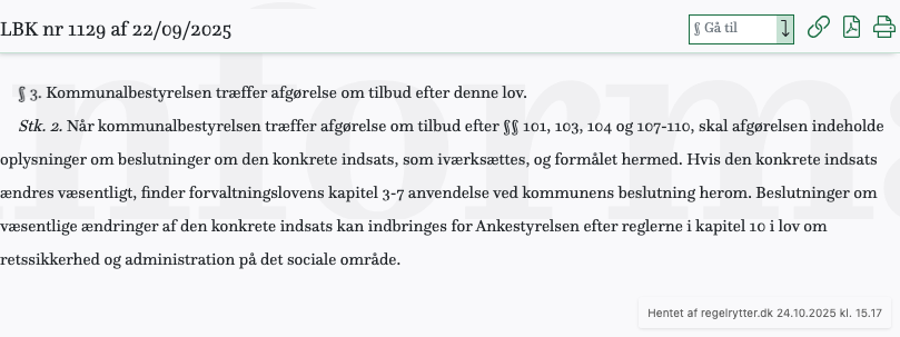 Screenshot af § 3. fra retsinformation.dk