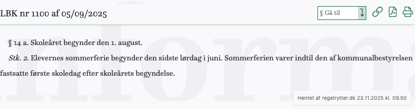 Screenshot af § 14 a. fra retsinformation.dk