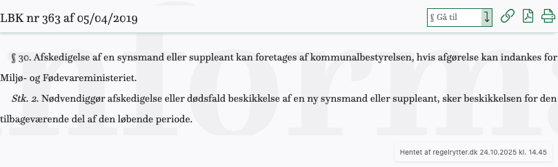 Screenshot af § 30. fra retsinformation.dk
