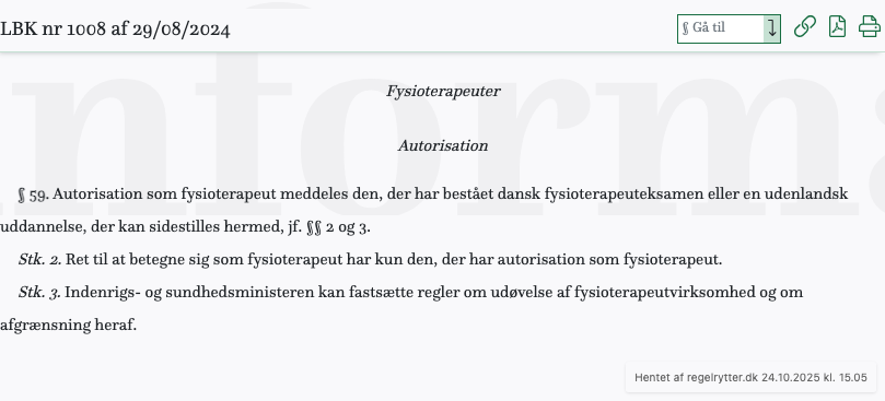 Screenshot af § 59. fra retsinformation.dk