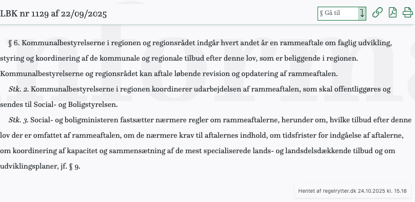 Screenshot af § 6. fra retsinformation.dk