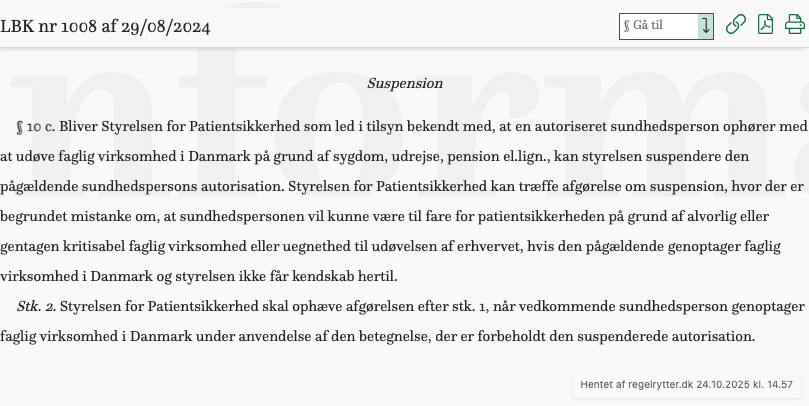 Screenshot af § 10 c. fra retsinformation.dk