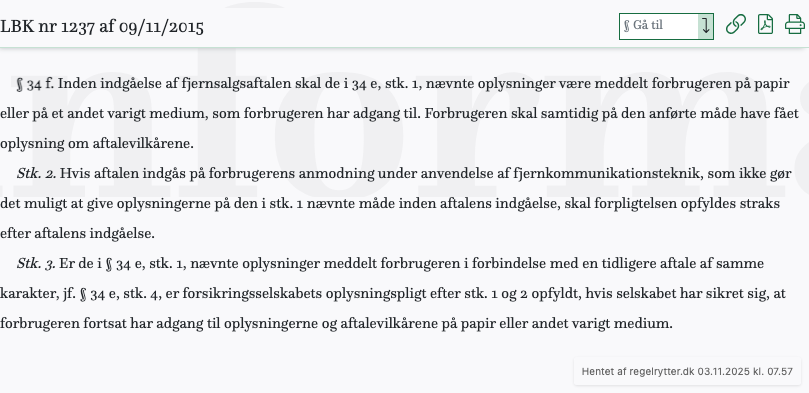 Screenshot af § 34 f. fra retsinformation.dk