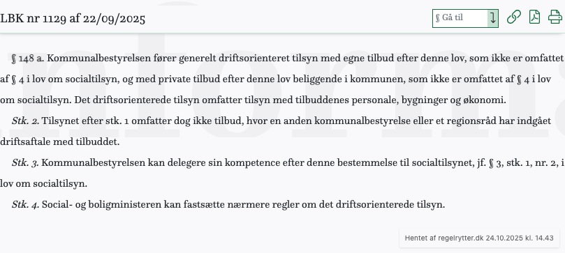 Screenshot af § 148 a. fra retsinformation.dk