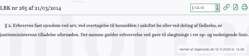 Screenshot af § 2. fra retsinformation.dk