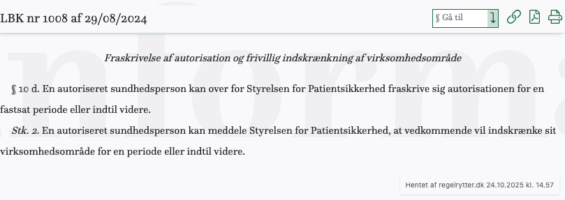 Screenshot af § 10 d. fra retsinformation.dk