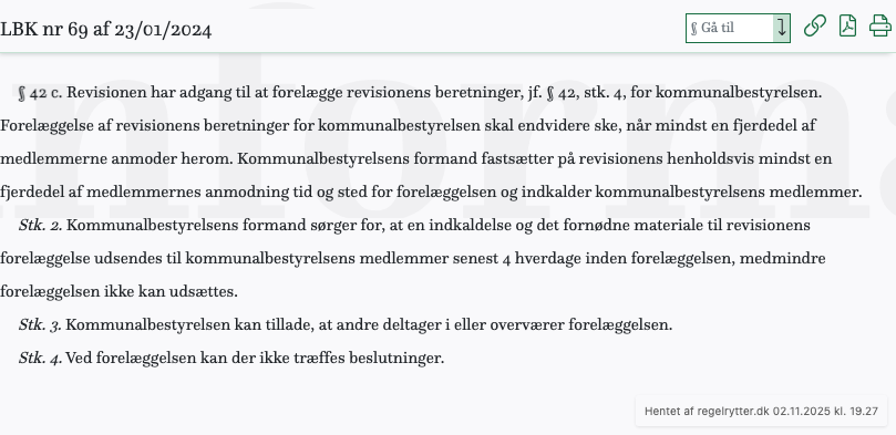 Screenshot af § 42 c. fra retsinformation.dk