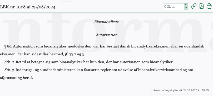 Screenshot af § 60. fra retsinformation.dk