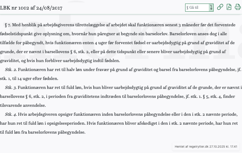 Screenshot af § 7. fra retsinformation.dk