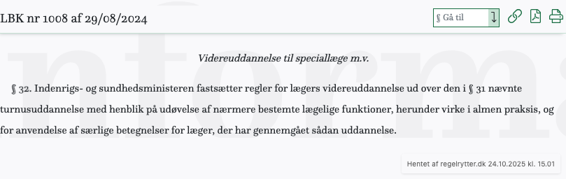 Screenshot af § 32. fra retsinformation.dk