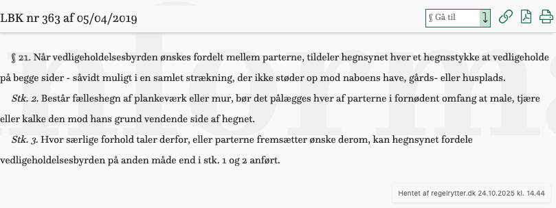 Screenshot af § 21. fra retsinformation.dk