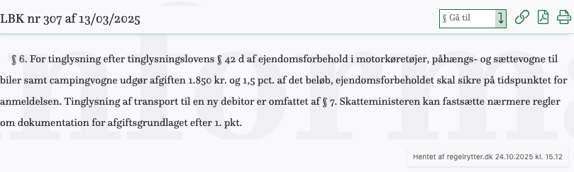 Screenshot af § 6. fra retsinformation.dk