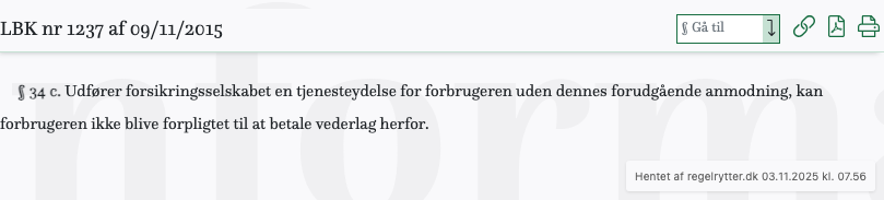 Screenshot af § 34 c. fra retsinformation.dk