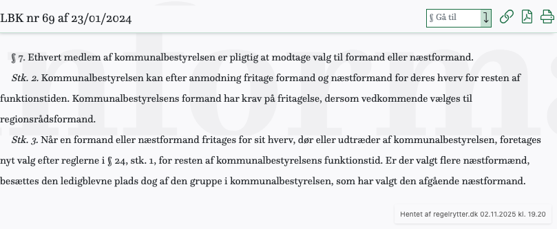 Screenshot af § 7. fra retsinformation.dk