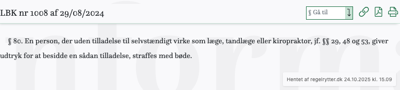 Screenshot af § 80. fra retsinformation.dk