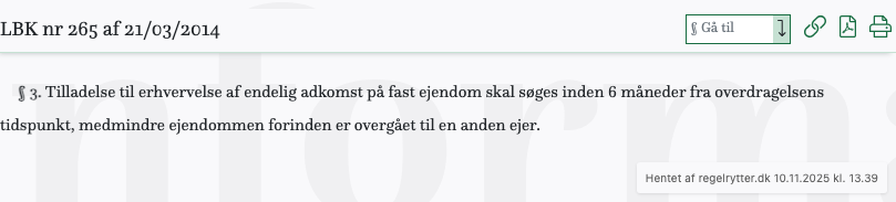 Screenshot af § 3. fra retsinformation.dk