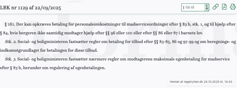 Screenshot af § 161. fra retsinformation.dk