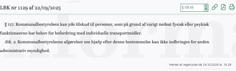 Screenshot af § 117. fra retsinformation.dk