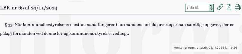 Screenshot af § 33. fra retsinformation.dk