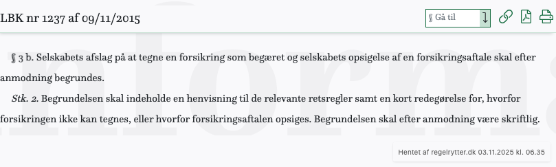 Screenshot af § 3 b. fra retsinformation.dk