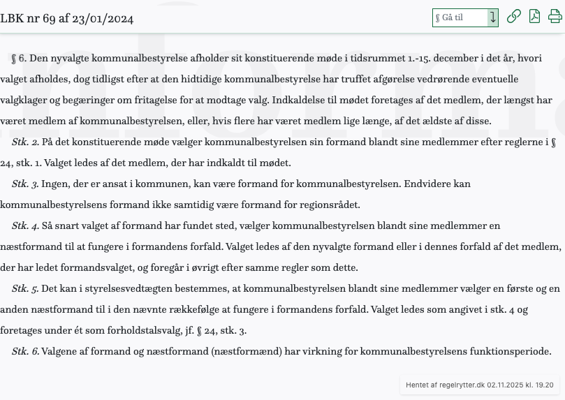 Screenshot af § 6. fra retsinformation.dk