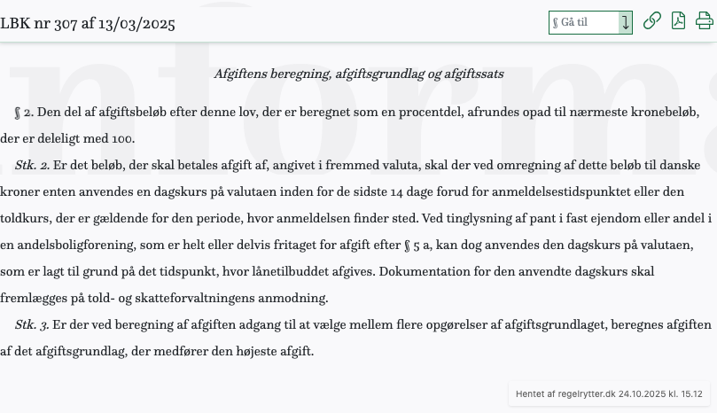 Screenshot af § 2. fra retsinformation.dk