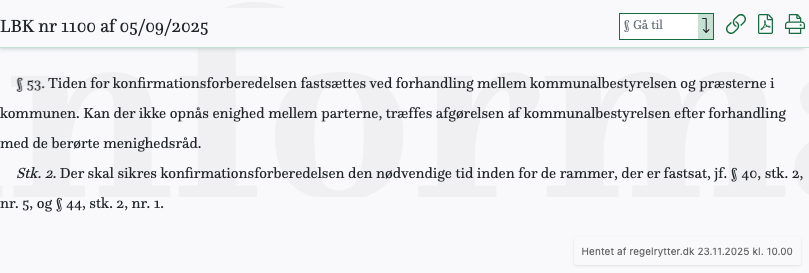 Screenshot af § 53. fra retsinformation.dk