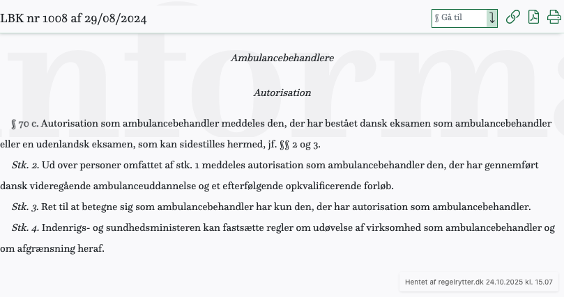 Screenshot af § 70 c. fra retsinformation.dk
